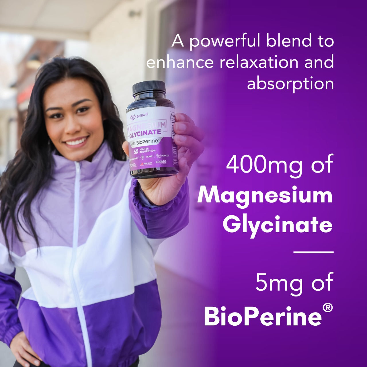 Magnesium Glycinate 400mg with Bioperine - 5X Higher Absorption - 90 Veggie Capsules