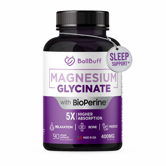 Magnesium Glycinate 400mg with Bioperine - 5X Higher Absorption - 90 Veggie Capsules