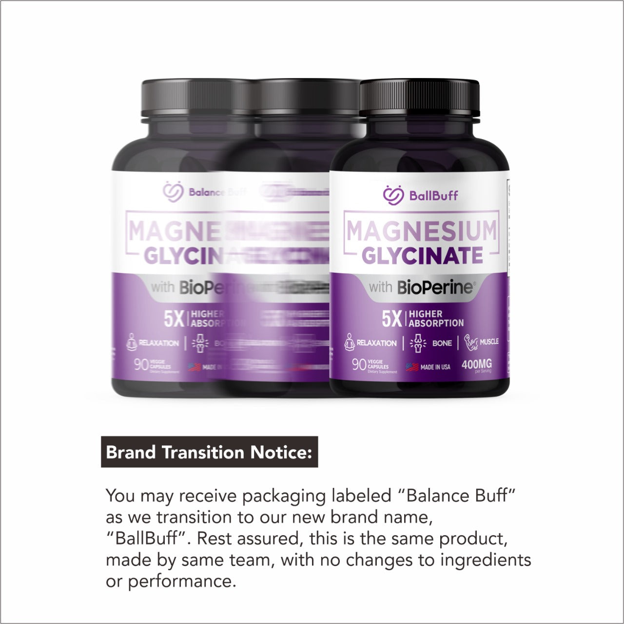 Magnesium Glycinate 400mg with Bioperine - 5X Higher Absorption - 90 Veggie Capsules