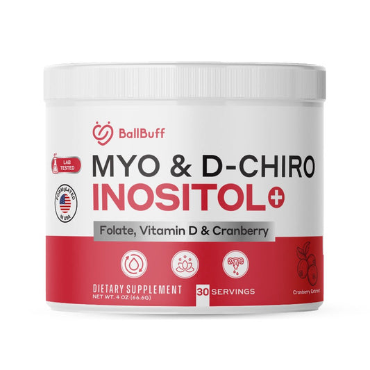 Myo & D-Chiro Inositol Powder with Folate,Vitamin D & Cranberry | Ideal 40:1 Ratio | 30 Day Supply